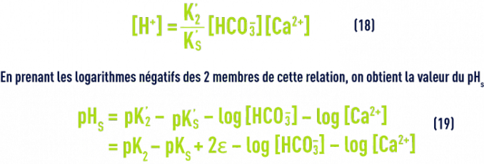 Formule : pHS - eau en équilibre avec le calcaire