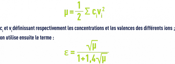 Formule : pHS - équilibres et constantes thermodynamiques - force ionique