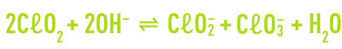 Formule : dioxyde de chlore dismutation en ions chlorite et chlorate