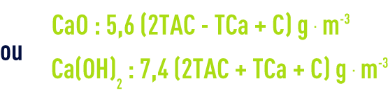 Formule : Dose chaux nécessaire précipittaion carbonate de calcium et magnésie