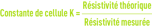 formule : constantes caractéristiques de solution - Étalonnage des résistivimètres