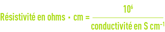 formule : constantes caractéristiques de solution - résistivité conductivité ohms · cm