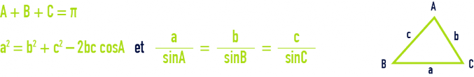 formule : formules trigonométriques angle en radian - triangles quelconques