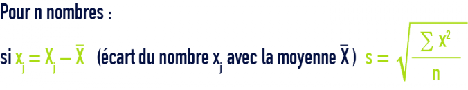 formule : statistiques - écart type s