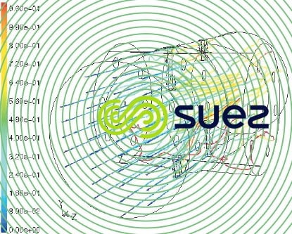 modélisation hydrodynamique réacteur UV – trajectoire micro-organismes