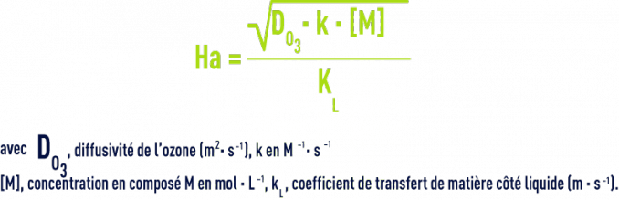 Formule : Critères de choix des réacteurs d’ozonation - réaction irréversible d’ordre 2