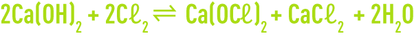 Formule : hypochlorite de calcium - réaction du chlore gazeux avec le lait de chaux