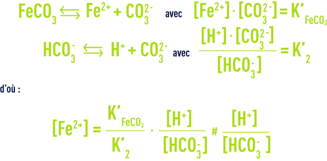 Formule : élimination du fer - précipitation du carbonate